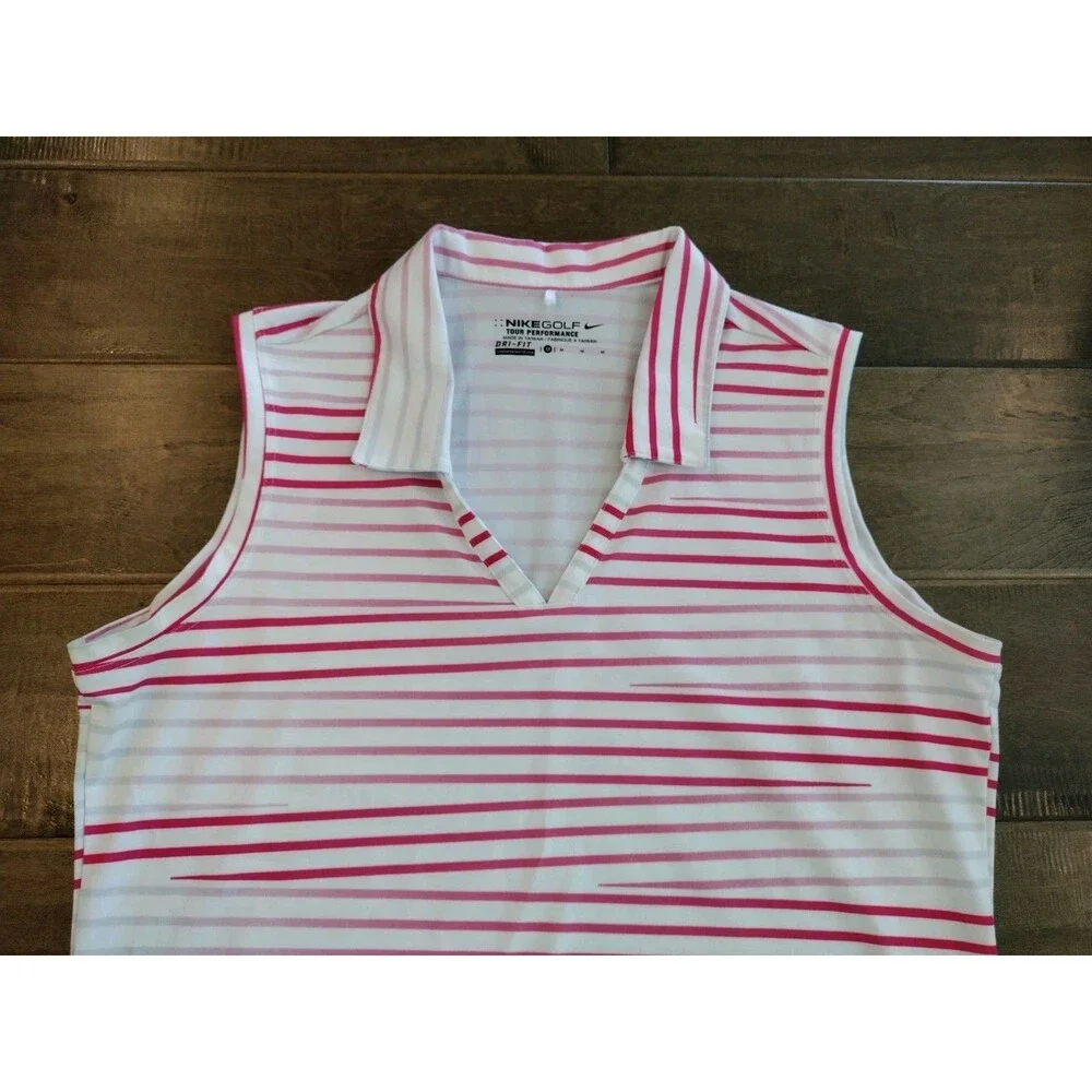 NIKE GOLF Women's Tour Performance white pink Polo Collared sleeveless top M